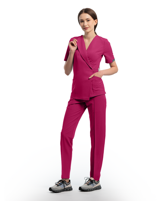 Bluza medicala lejera SIENA magenta - pozitie laterala