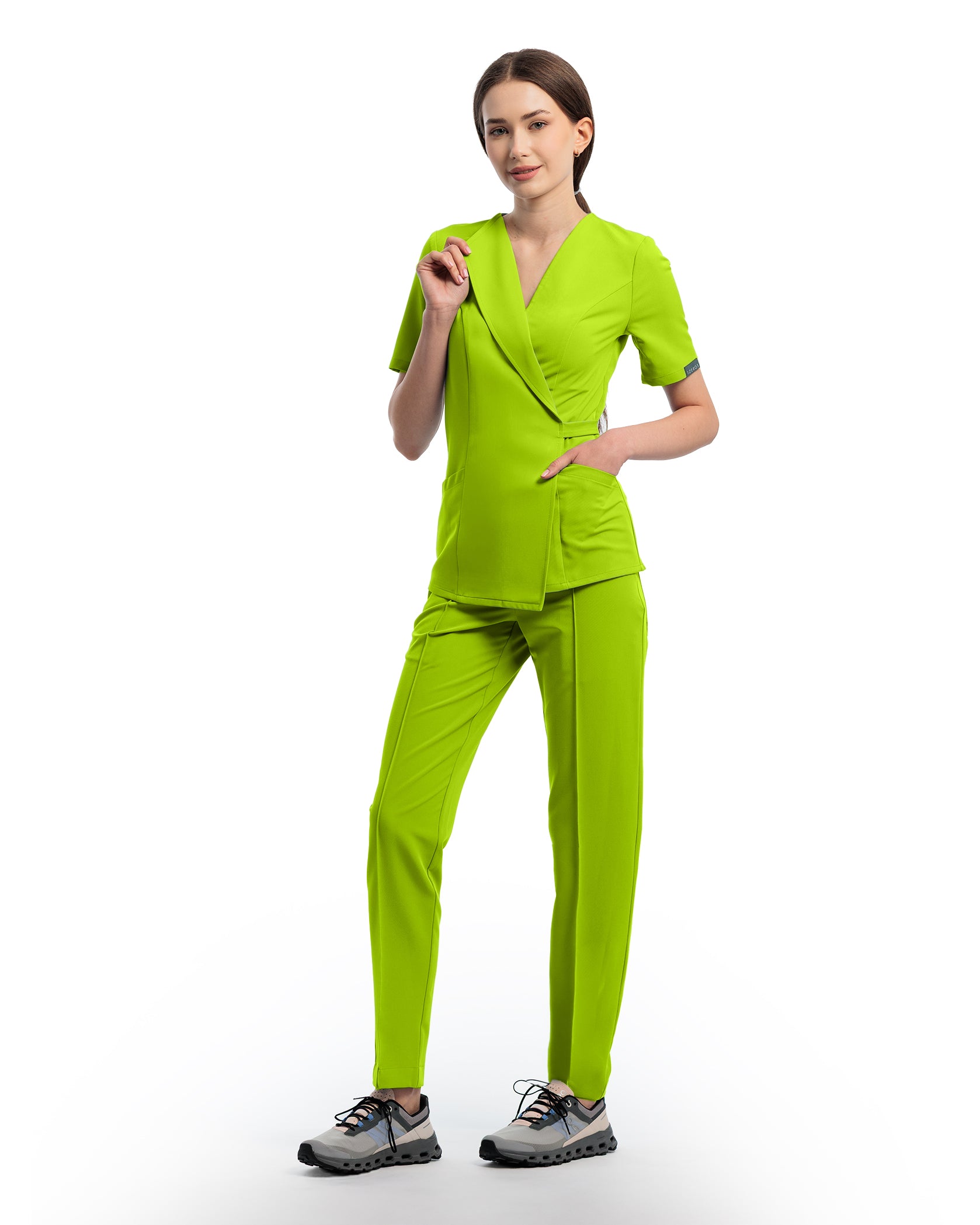 SIENA Kiwi Scrub Top - Close up details