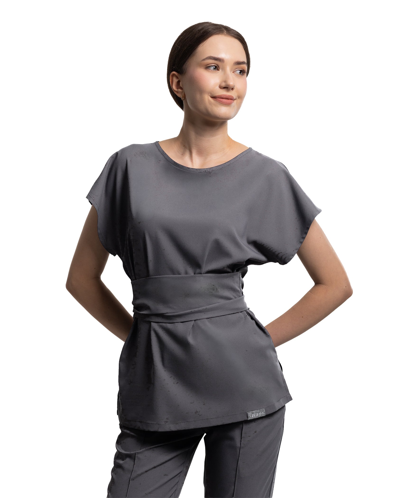 CELESTE bluza medicala grafit - Detalii close up
