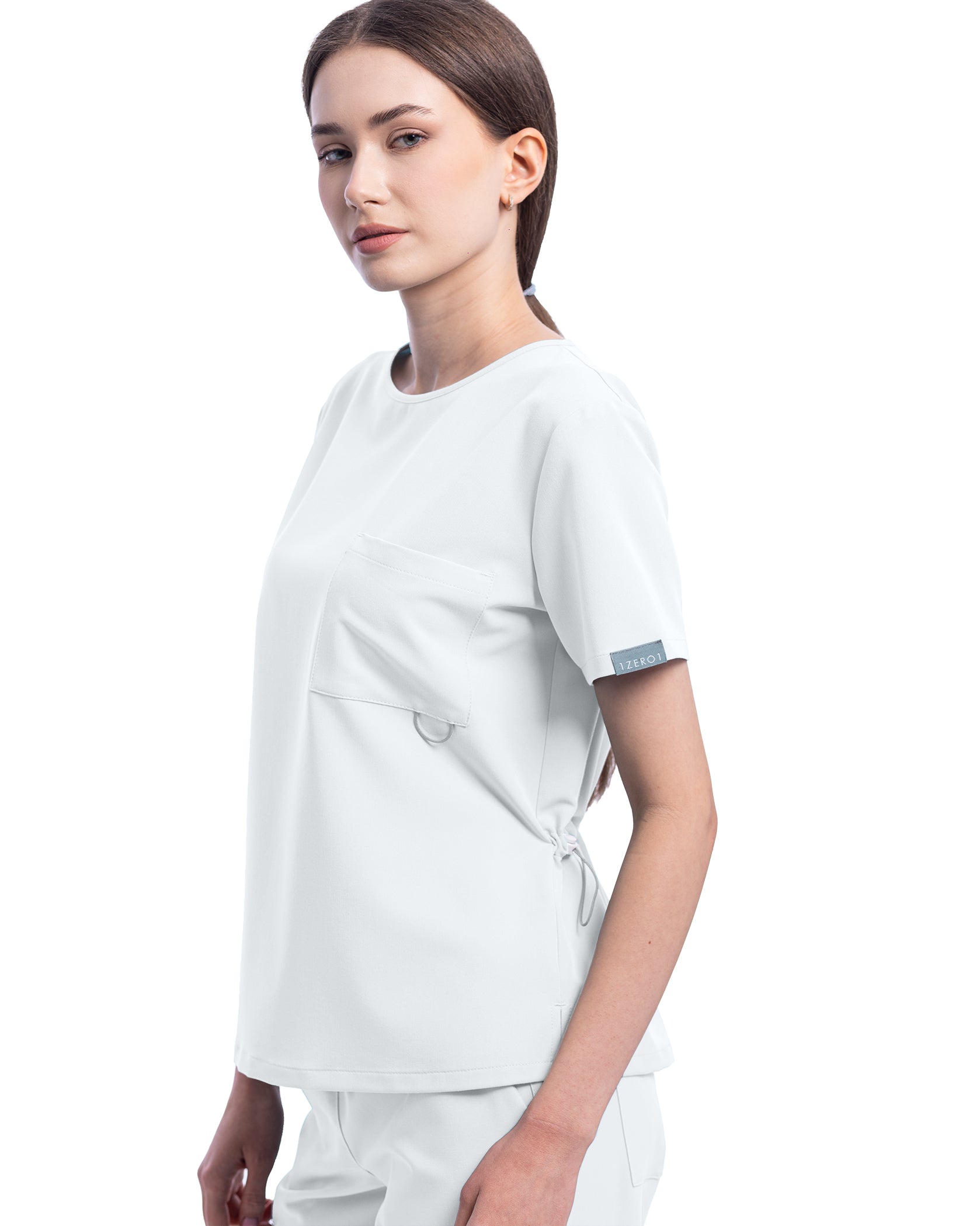 Costum medical ACTIVE Alb - Detalii close up