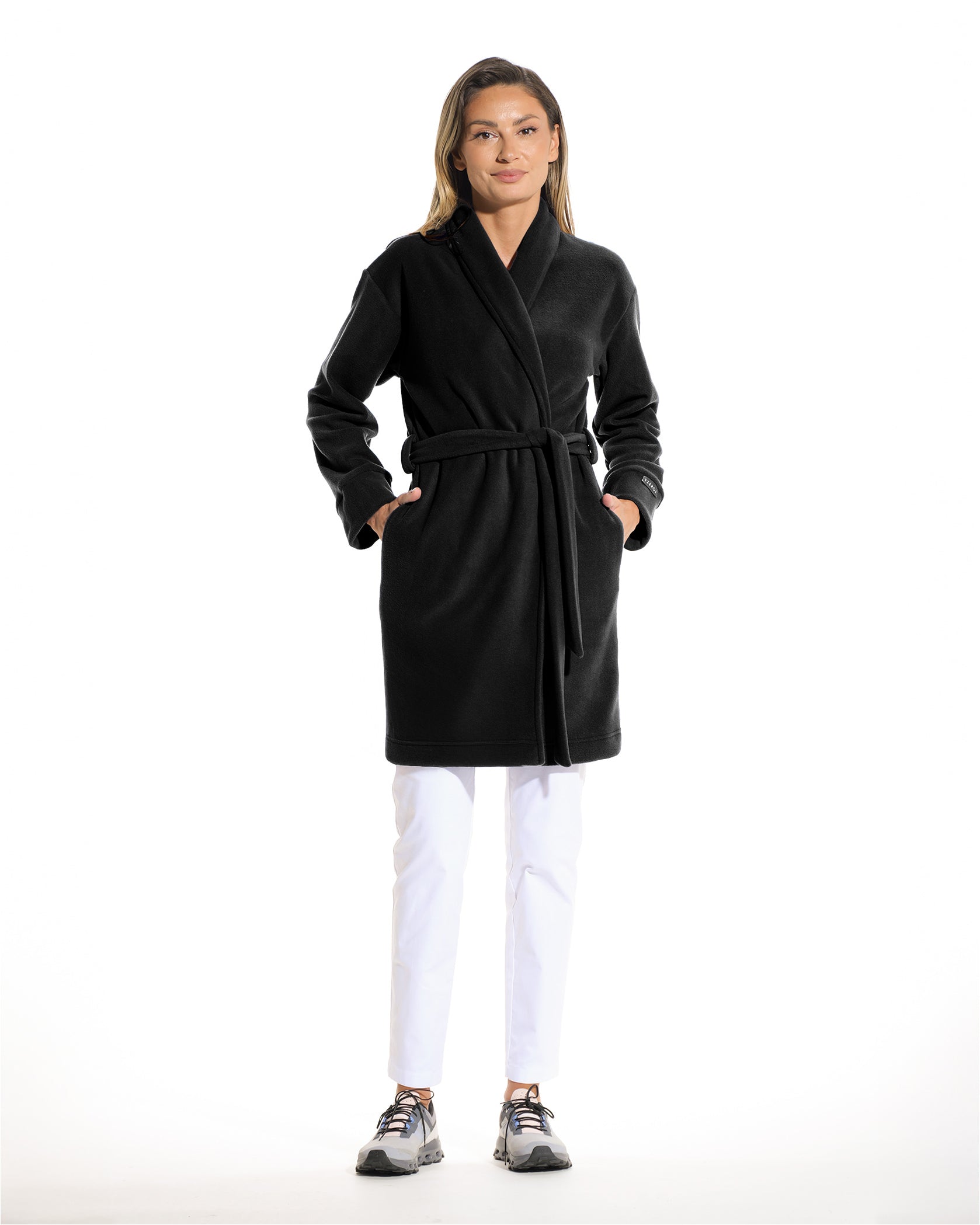Halat medical dama SOFT negru - Vedere frontala