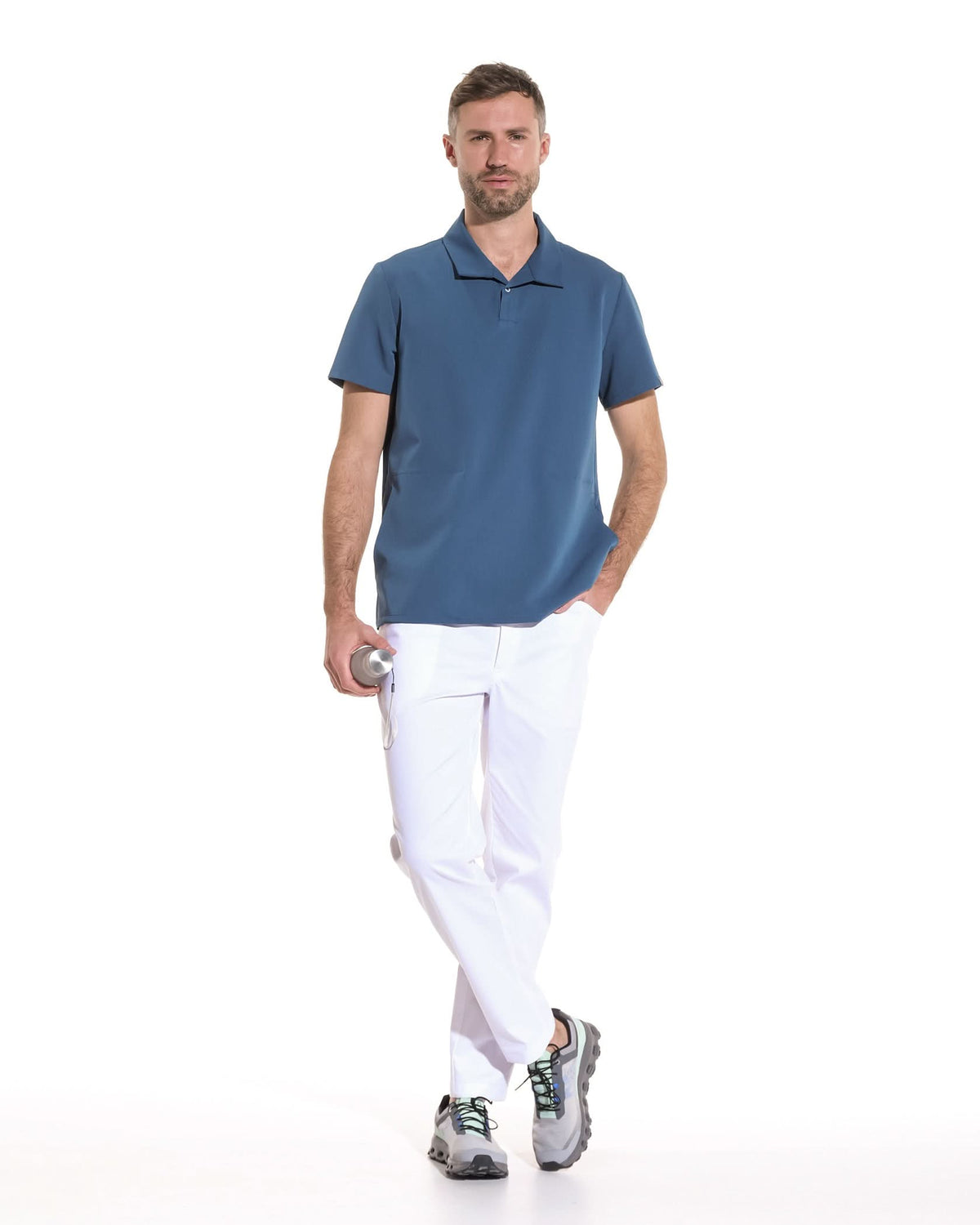 Pantaloni medicali JEANS alb barbati - 1zero1.ro