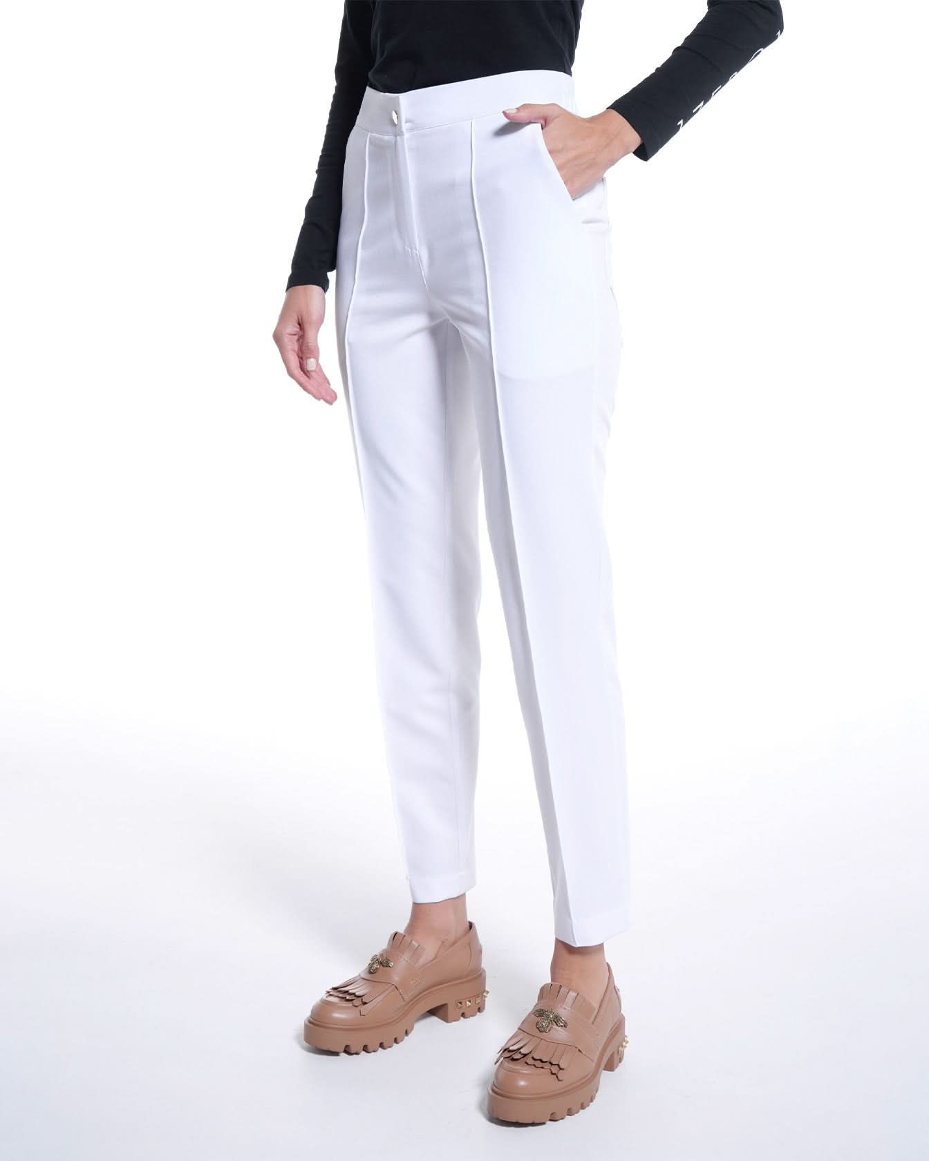 Pantaloni NOVUM alb - 1zero1.ro