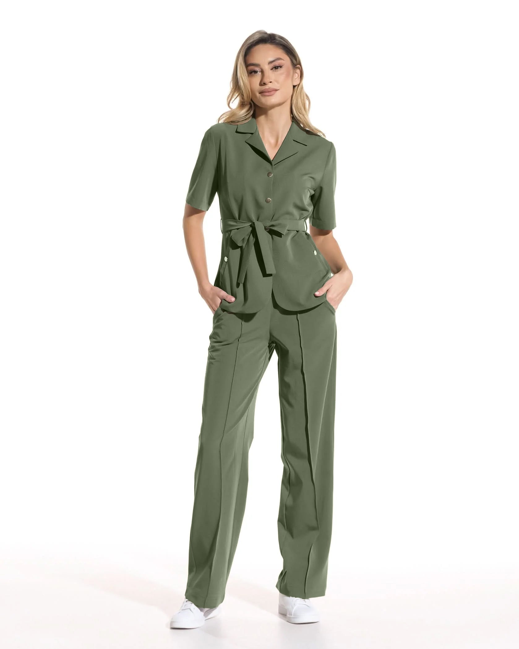 PALAZZO Olive Scrub Pants - Image 3
