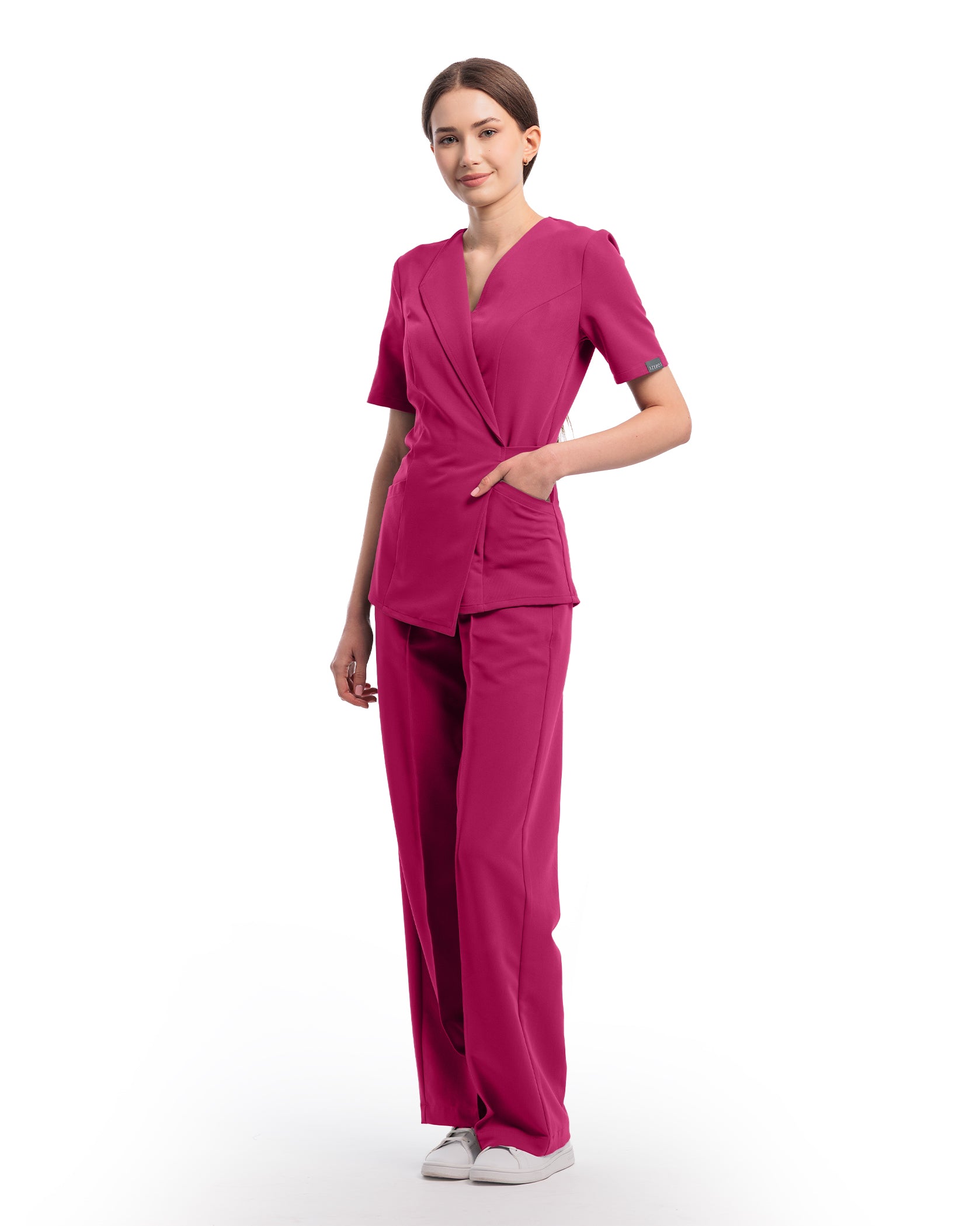 PALAZZO pantaloni medicali magenta - Imagine 3