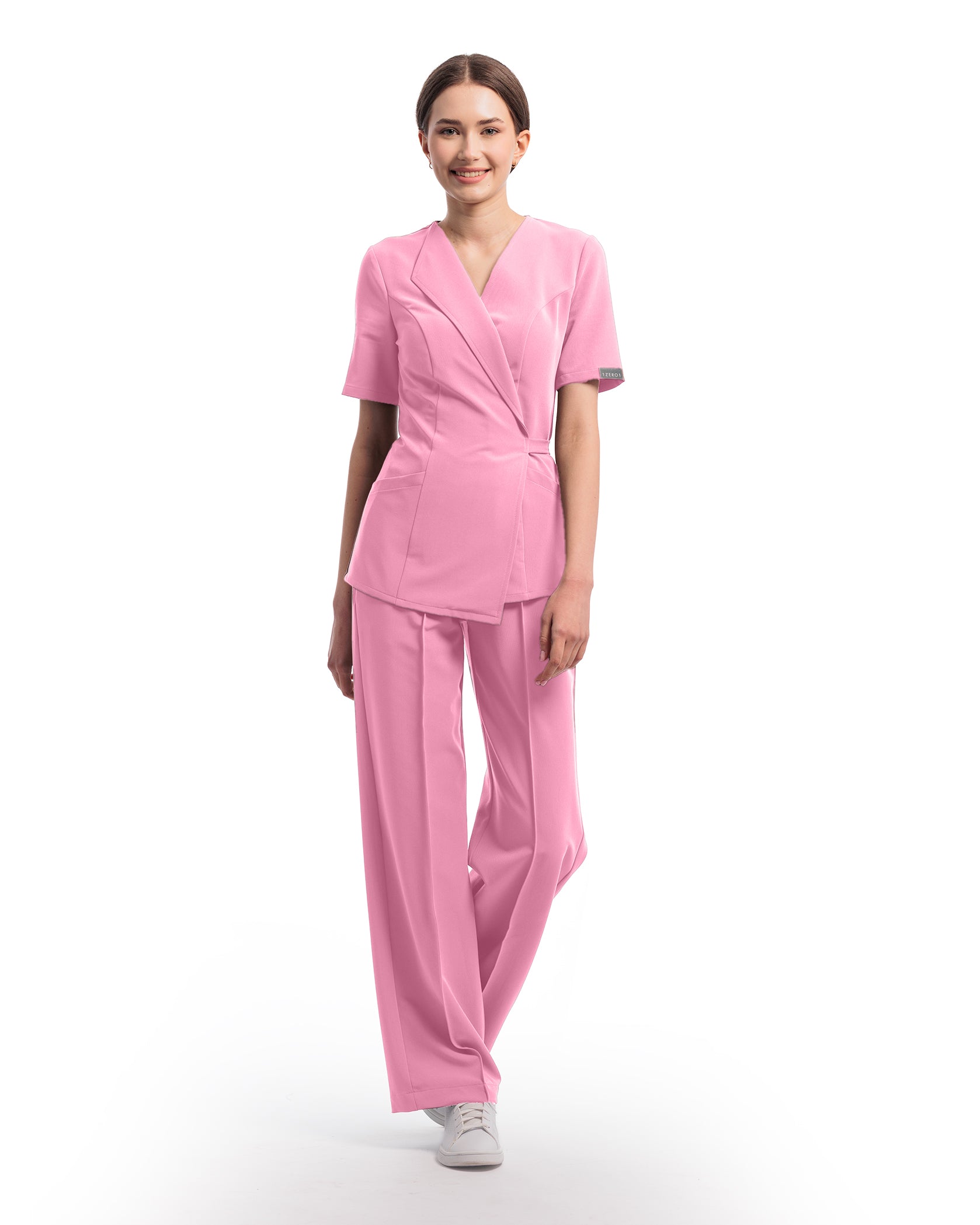 PALAZZO pantaloni medicali rose dust - Imagine 4