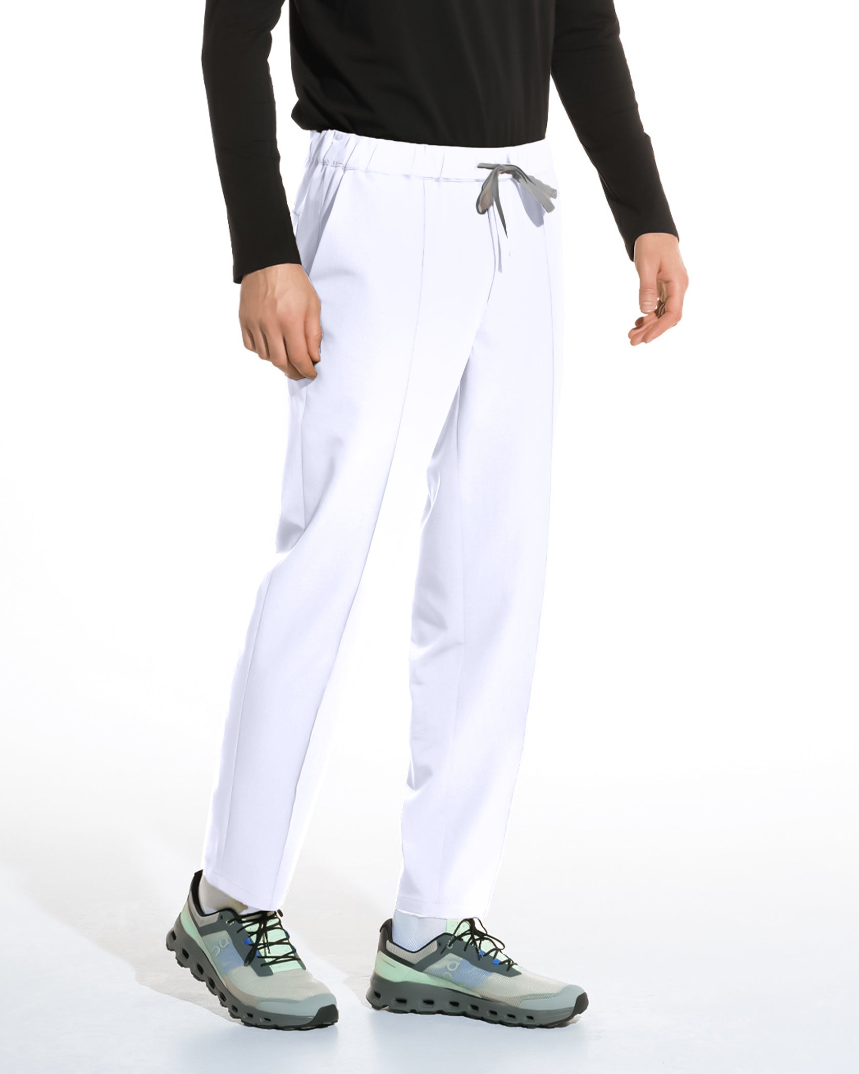 Pantaloni medicali barbati NORM alb opac - Detail Nahaufnahme