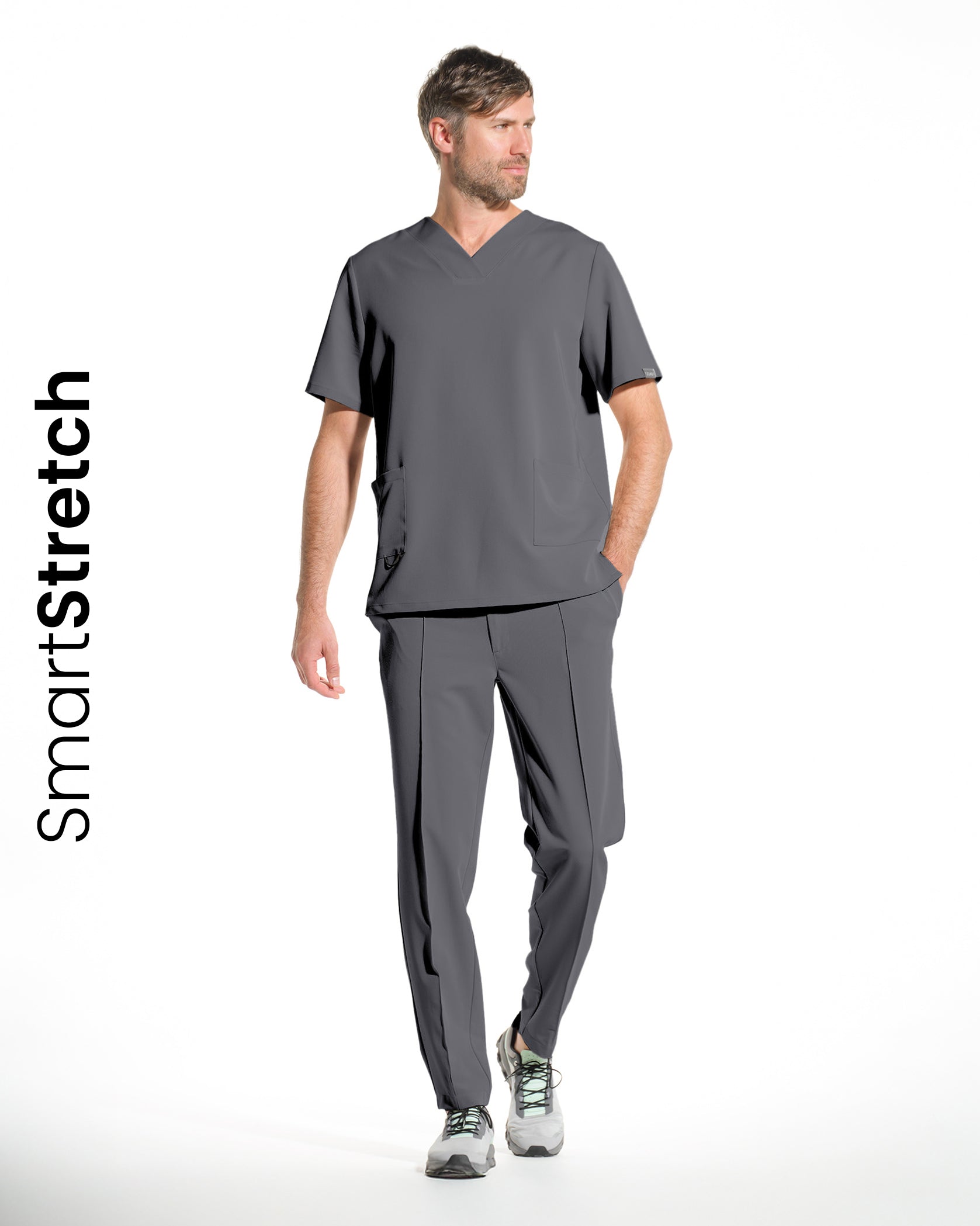 Pantaloni medicali barbati NORM grafit - Vorderansicht