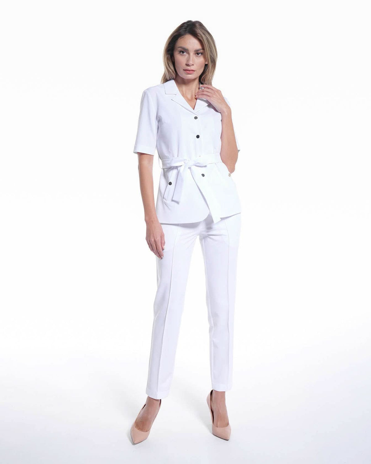 Pantaloni NOVUM alb - 1zero1.ro