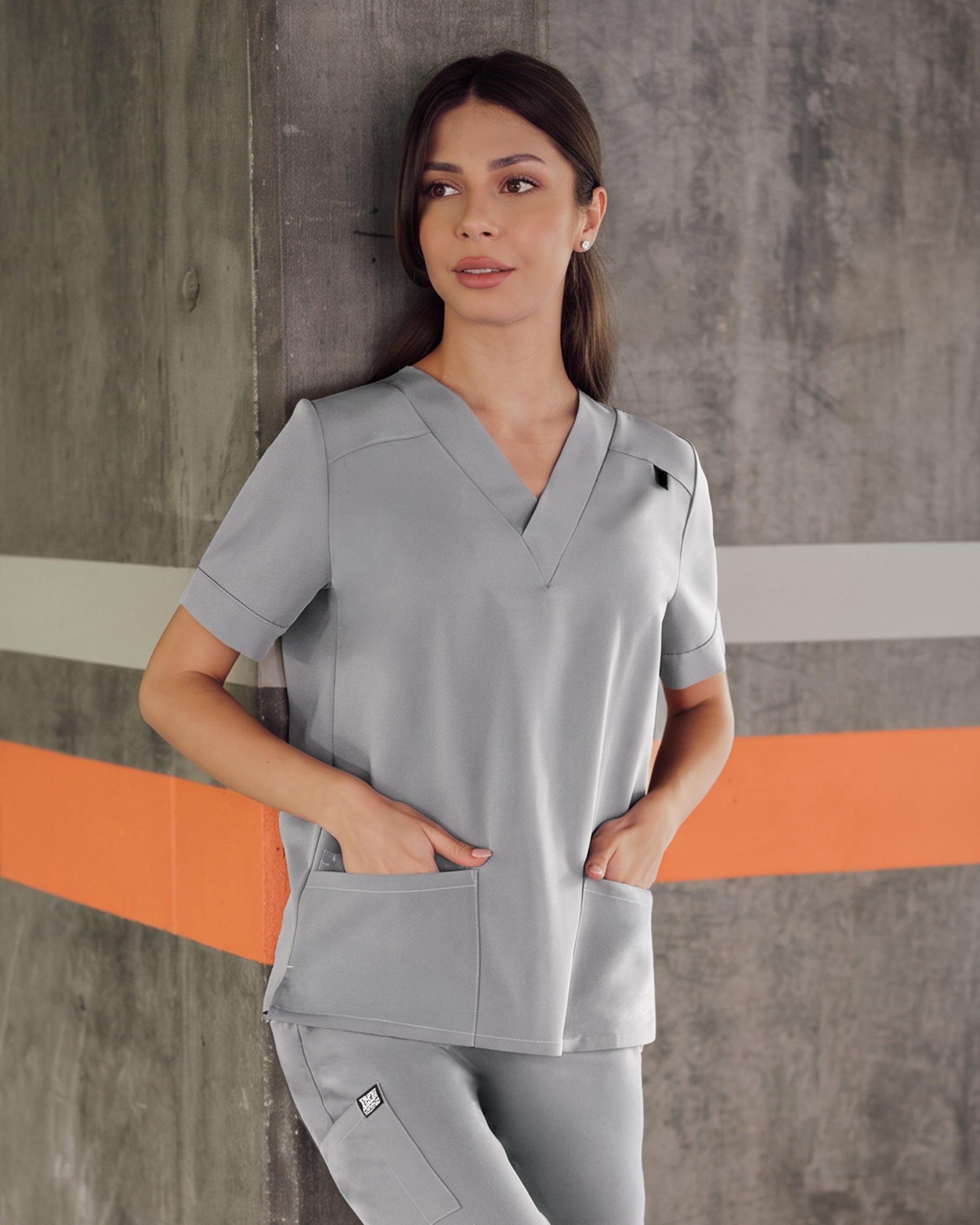 VERSO bluza medicala gri - Vedere frontala