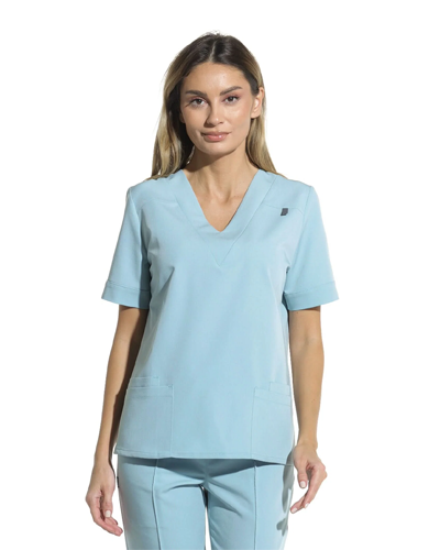 Costum medical CLASIC Blue - Detalii close up
