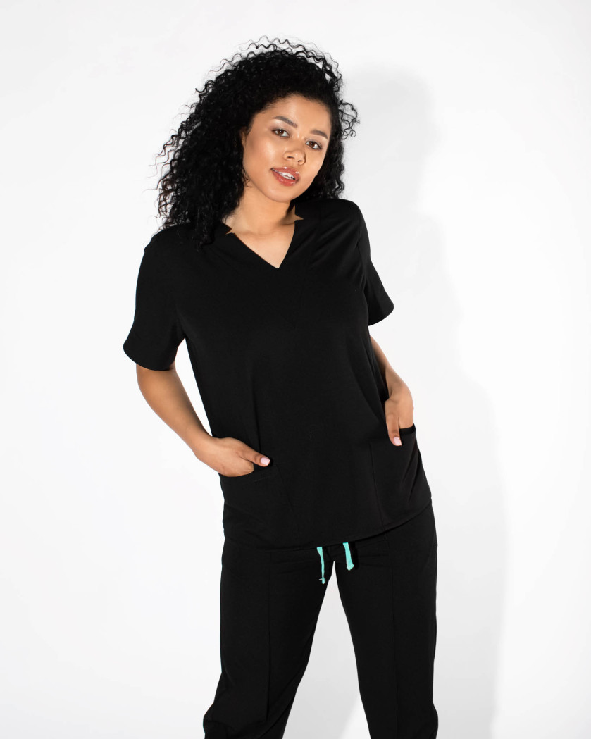 Bluza cu buzunare frontale V Neck