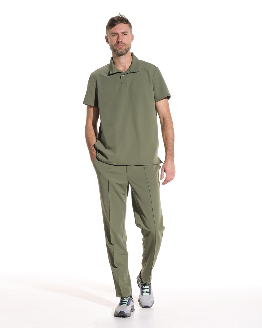 Bluza medicala barbati cu guler stil camasa COS olive