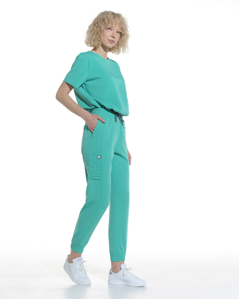Pantaloni medicali 1ZERO1 Utility turcoaz cu 6 buzunare