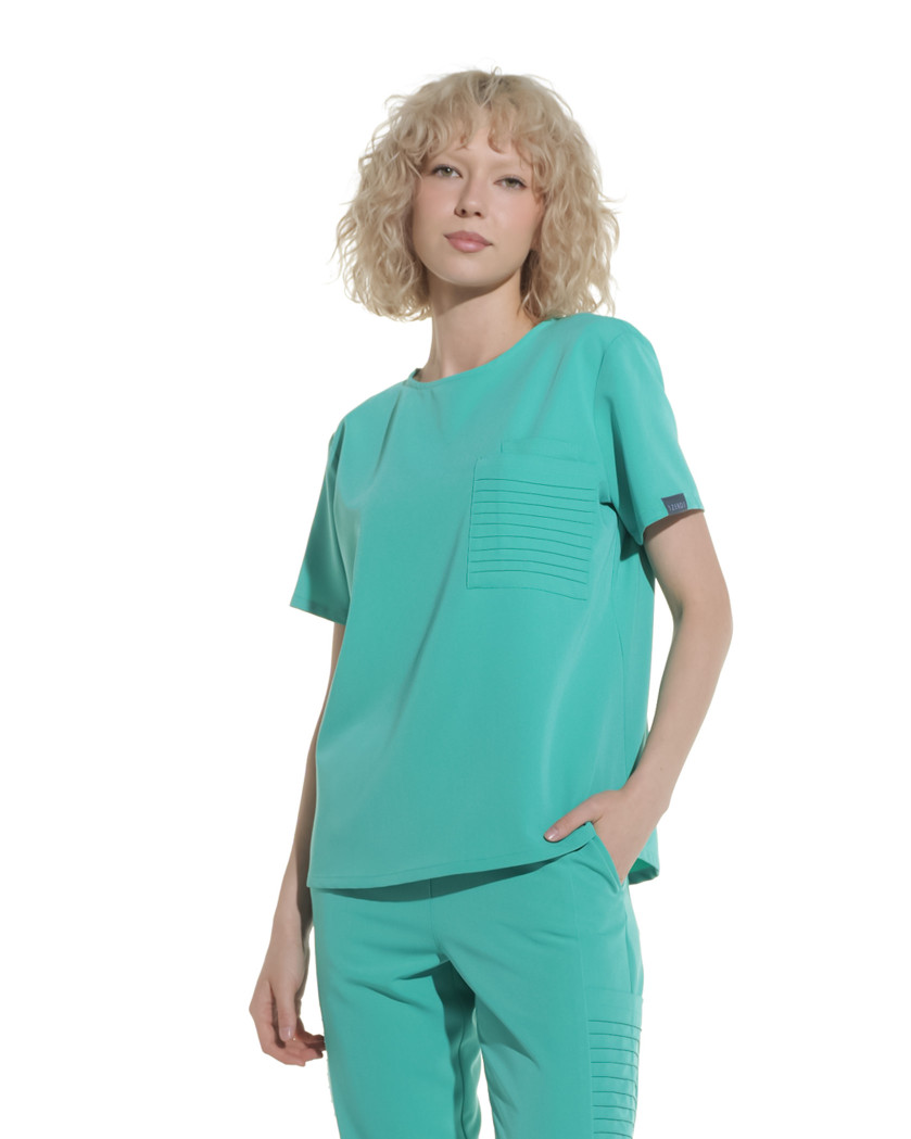 Bluza medicala 1ZERO1 cu buzunare decorative suprapuse in zona pieptului