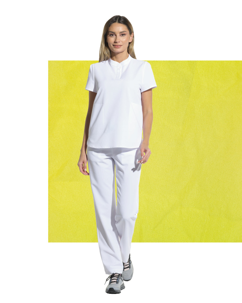 Pantaloni medicali drepti LINEA alb