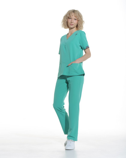 Pantaloni medicali drepti LINEA turcoaz